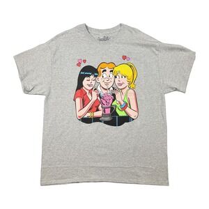 Archie Comics Graphic T-Shirt Heather Gray Archie Betty Veronica Milkshake L